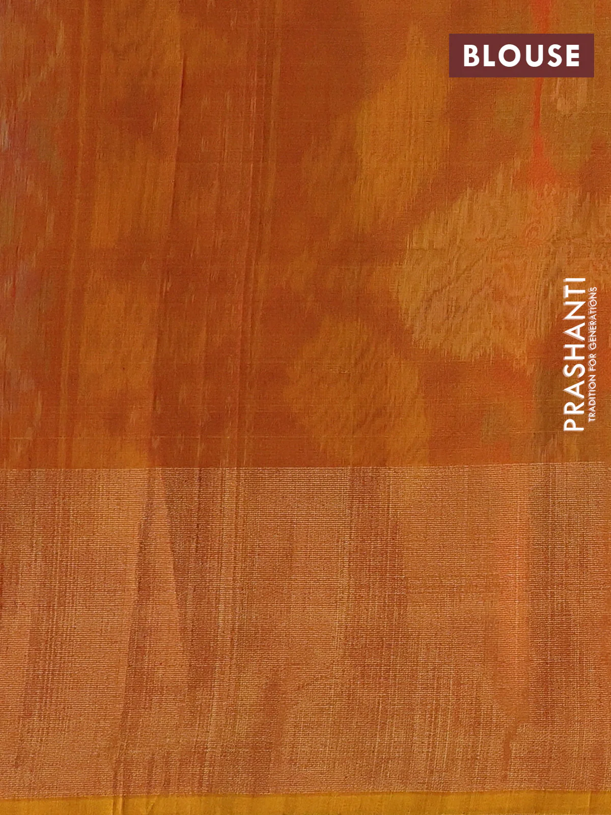 Ikat silk cotton saree light blue and dark mustard with allover ikat weaves and long zari woven ikat border - Image 3
