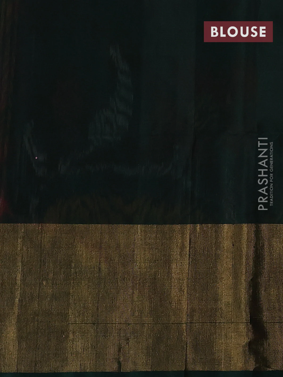 Ikat silk cotton saree pink and bottle green with allover ikat weaves and long zari woven ikat border - Image 3