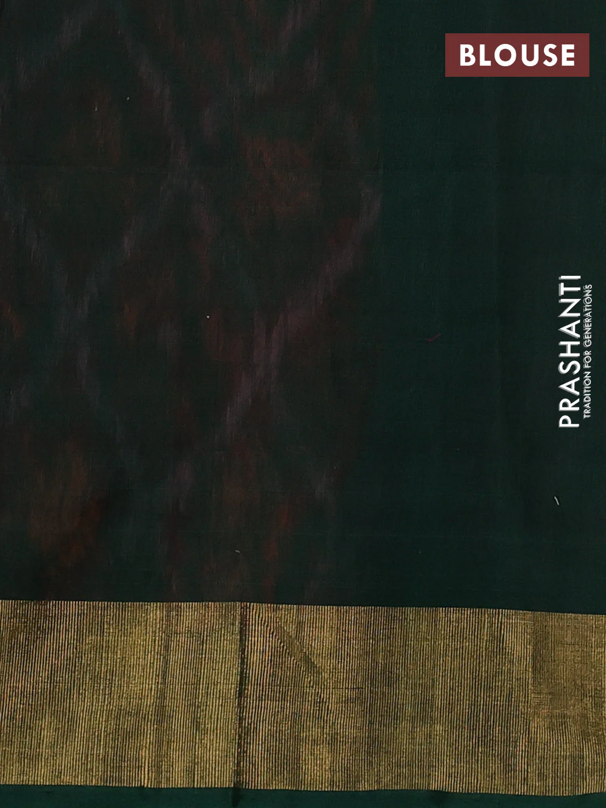 Ikat silk cotton saree pink and bottle green with allover ikat weaves and zari woven border - Image 3