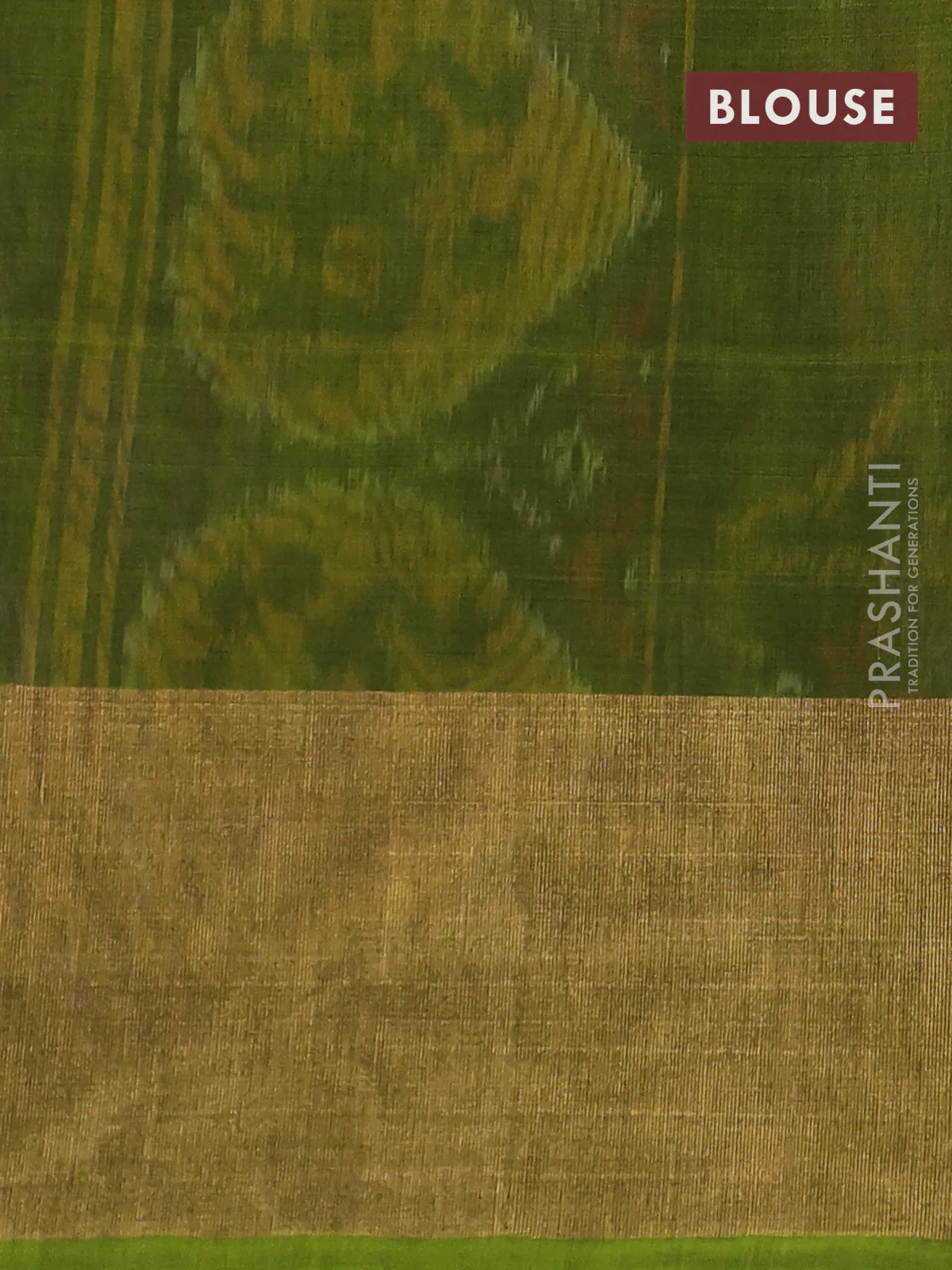 Ikat silk cotton saree purple and light green with alover ikat weaves and long zari woven ikat border - Image 3