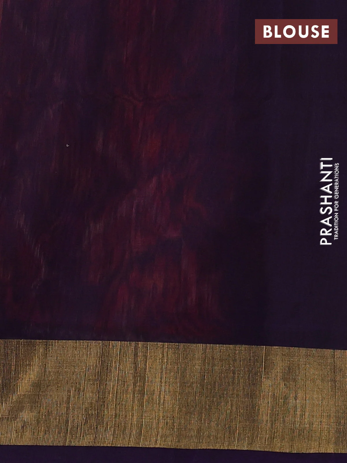 Ikat silk cotton saree red shade and deep violet with allover ikat weaves and zari woven border - Image 3