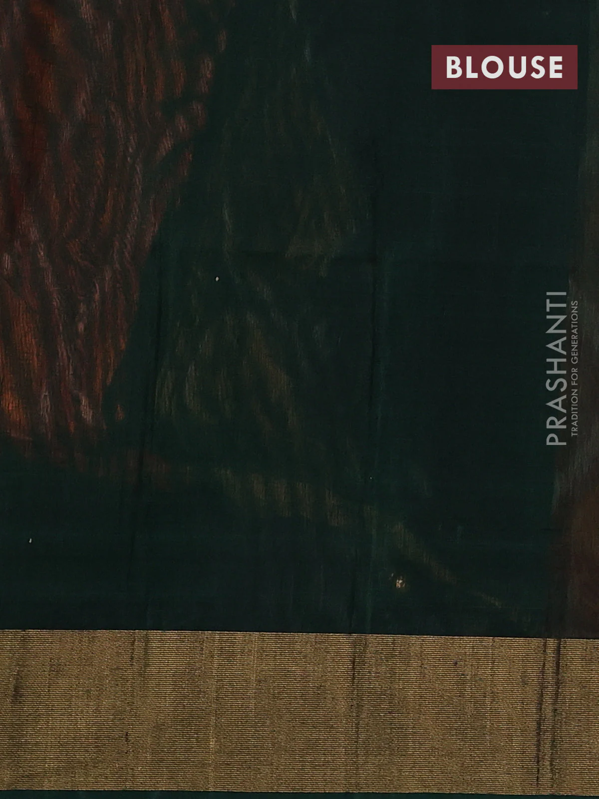 Ikat silk cotton saree rustic orange and bottle green with allover ikat weaves and zari woven border - Image 3