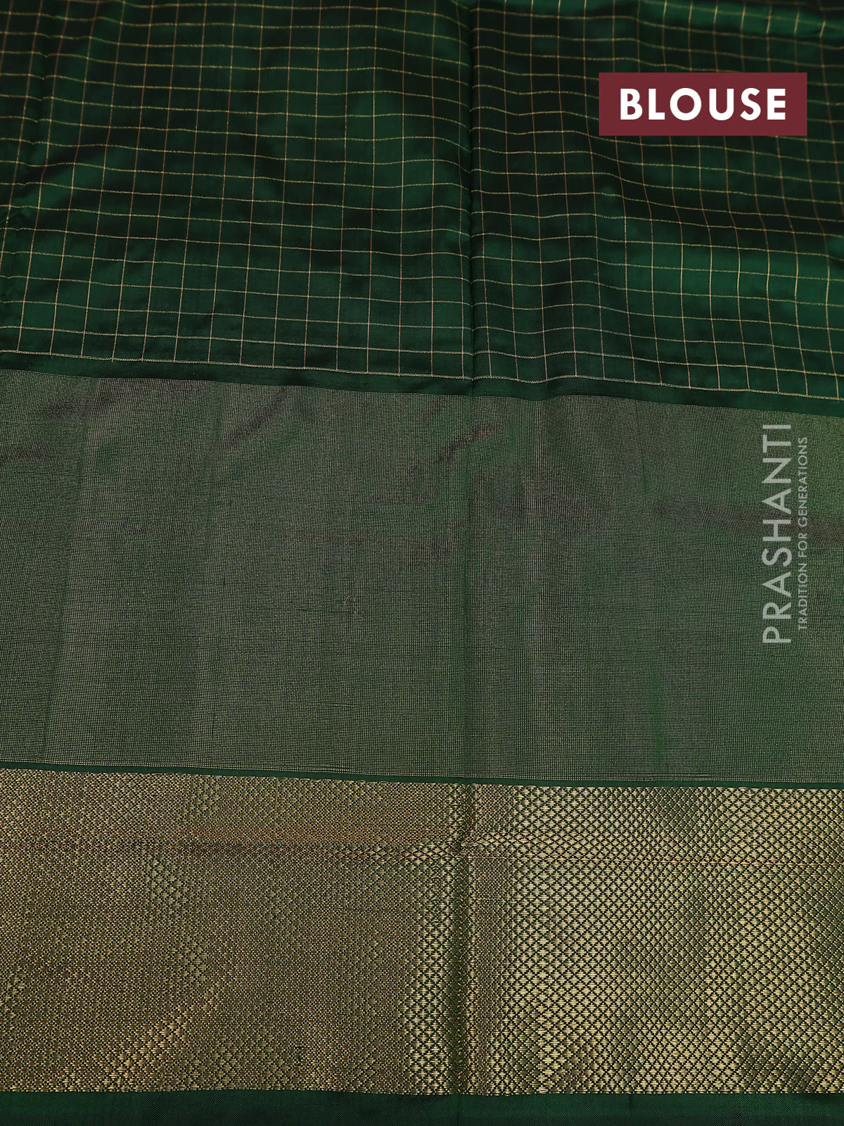 Ikat silk kids lehenga pink and dark green with allover zari checks & ikat weaves and long ikat woven zari border - Image 2
