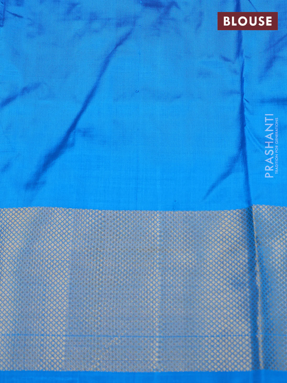 Ikat silk kids lehenga red and cs blue with allover ikat weaves and zari woven border - Image 2