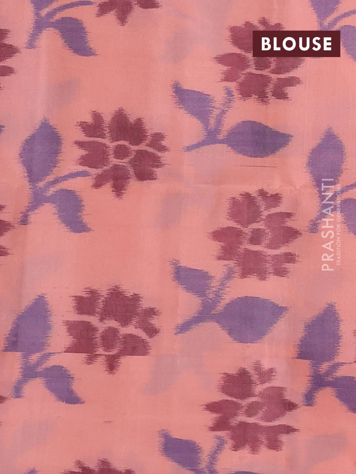 Ikat soft silk saree violet and peach shade with zari woven buttas and ikat style border - Image 3