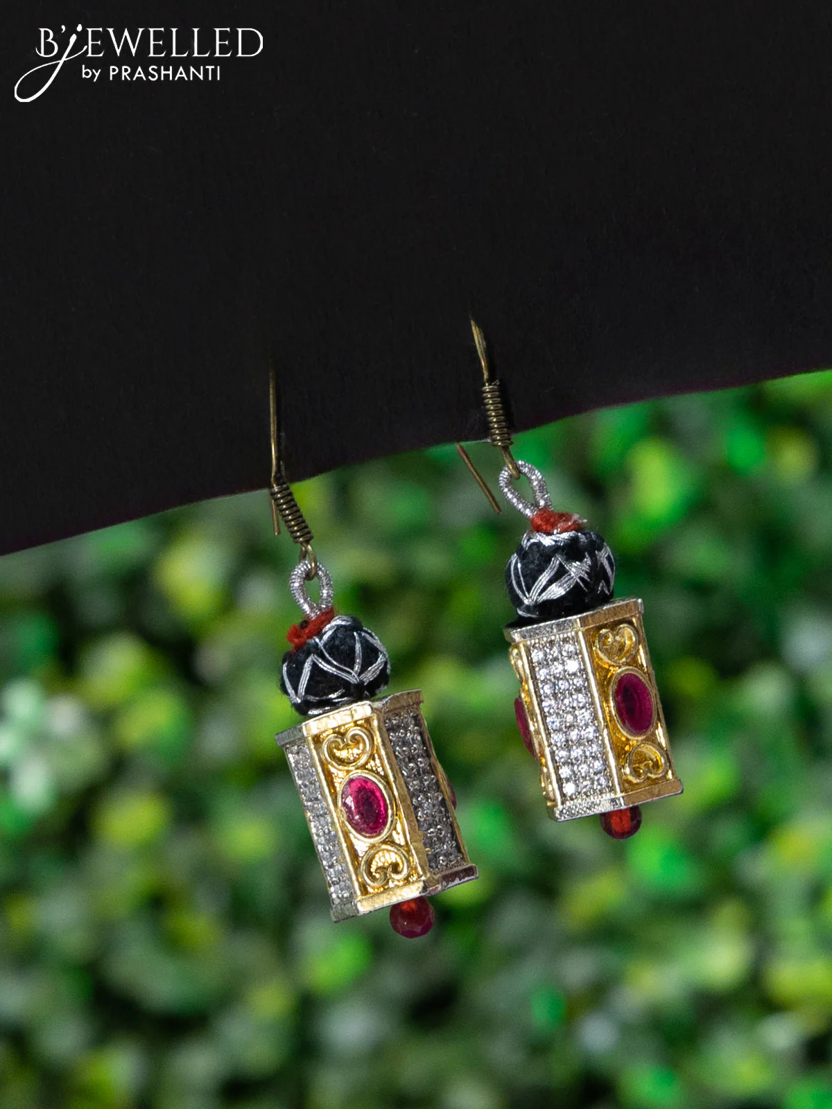 Jaipur beaded necklace with kemp and cz stones - Image 2