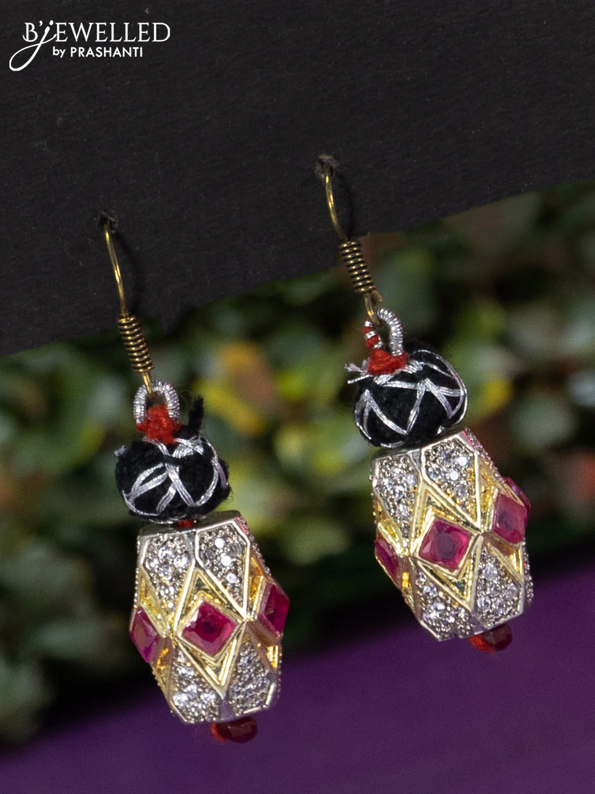 Jaipur beaded necklace with kemp and cz stones - Image 2