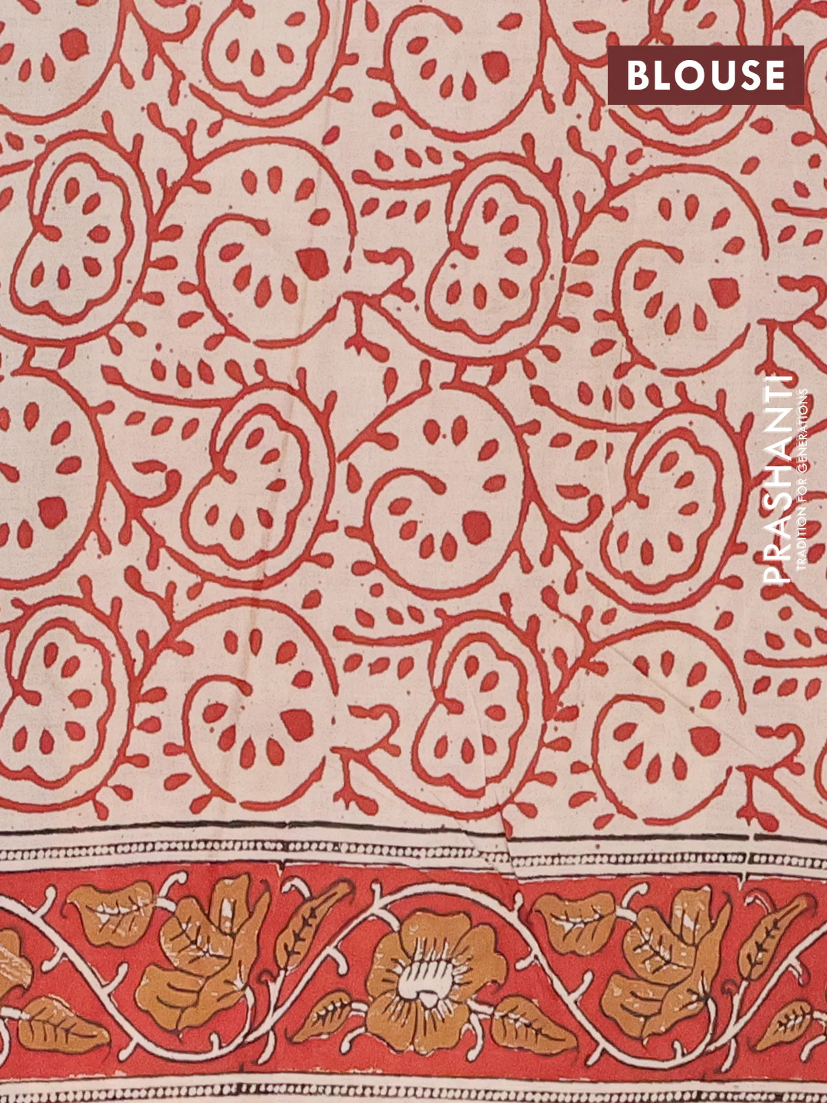 Jaipur cotton saree black and maroon with allover kalamkari prints and printed border - Image 4
