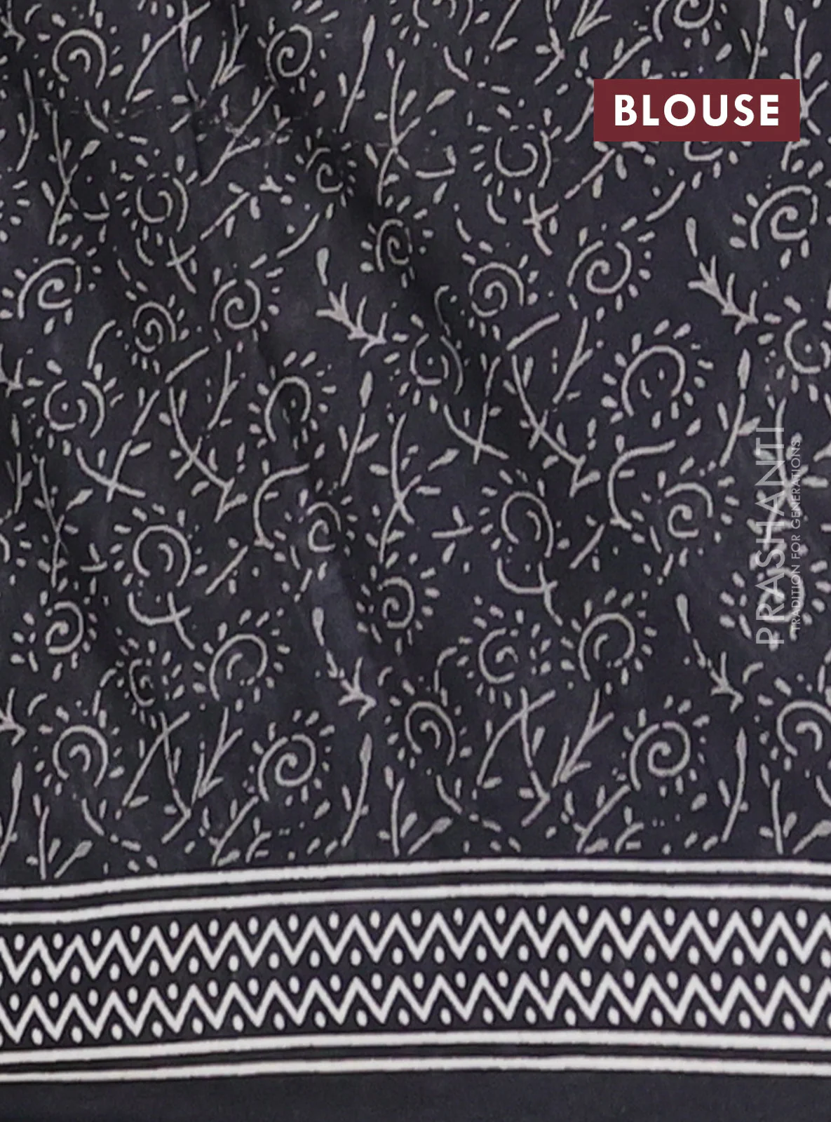 Jaipur cotton saree black and white with allover butta prints and printed border - Image 4