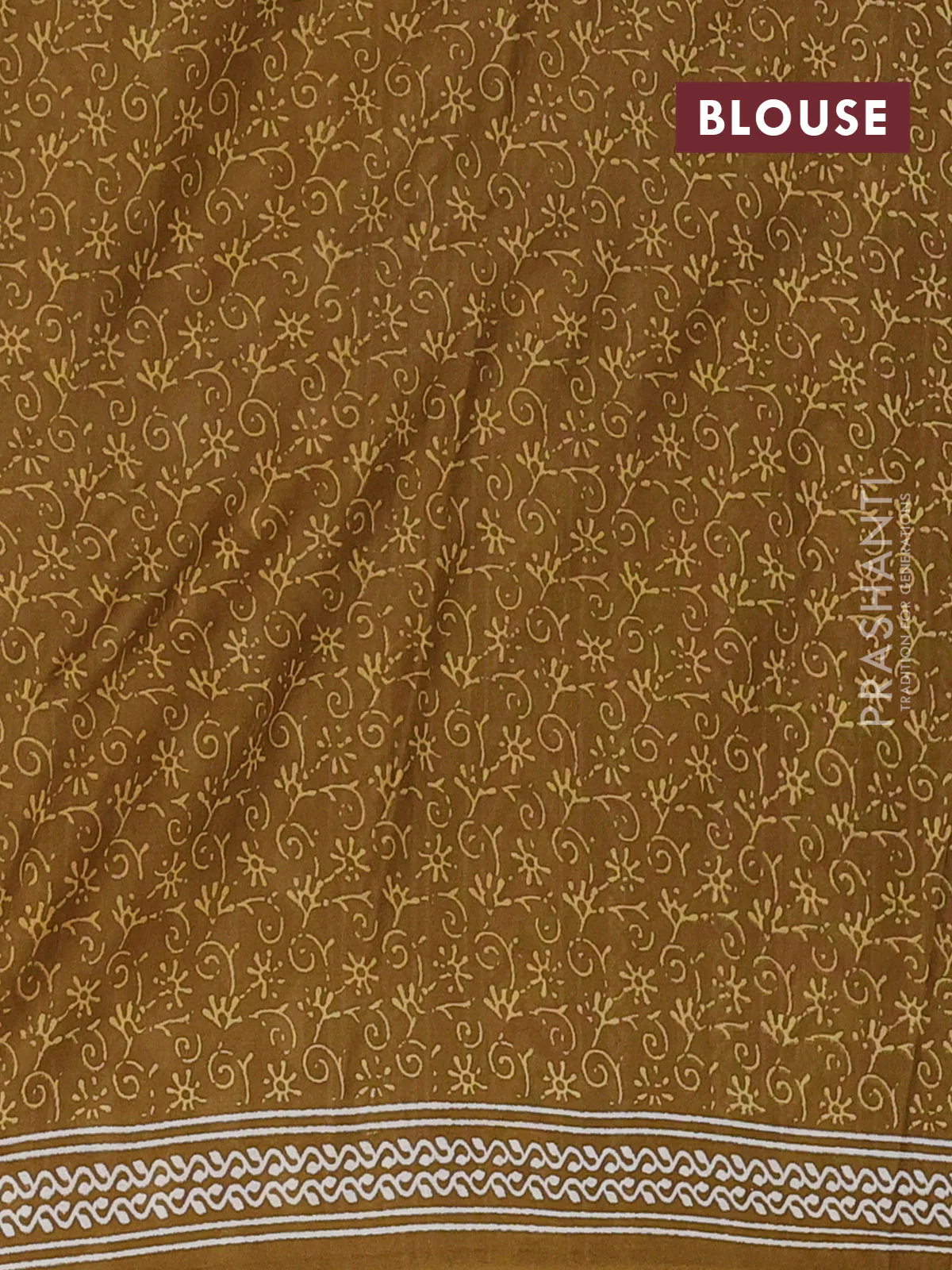 Jaipur cotton saree mehendi green with allover dabu prints and printed border - Image 4