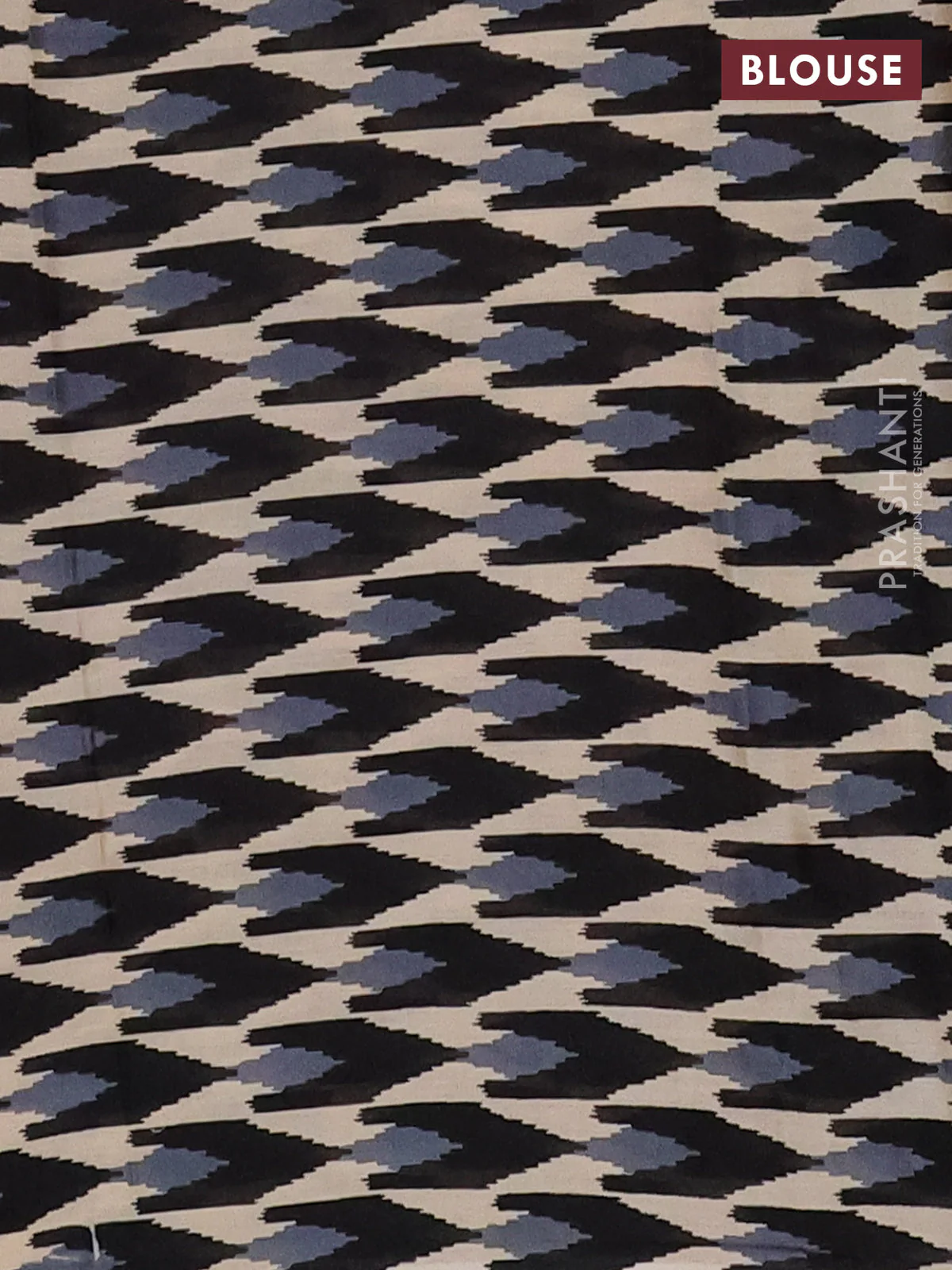 Jaipur cotton saree pink and black with allover zig zag prints and printed border - Image 4