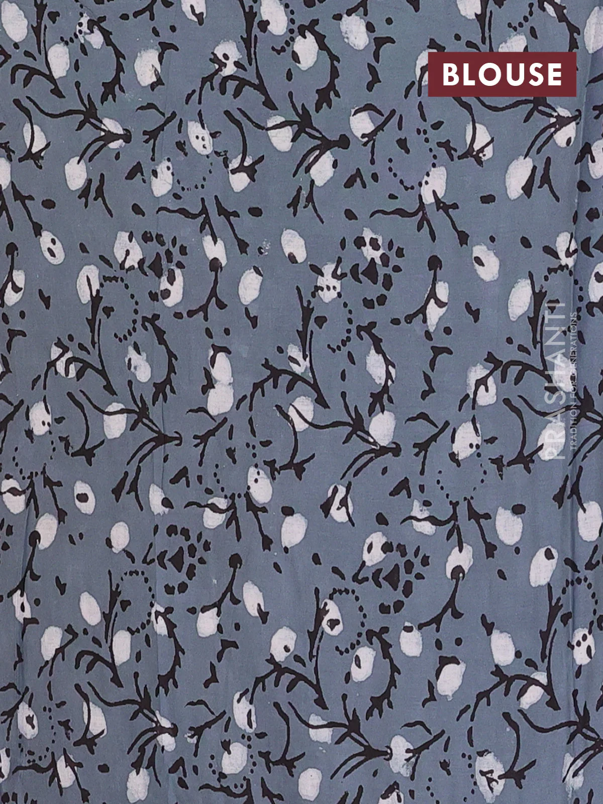 Jaipur cotton saree rust shade and black grey with allover kalamkari prints and printed border - Image 4