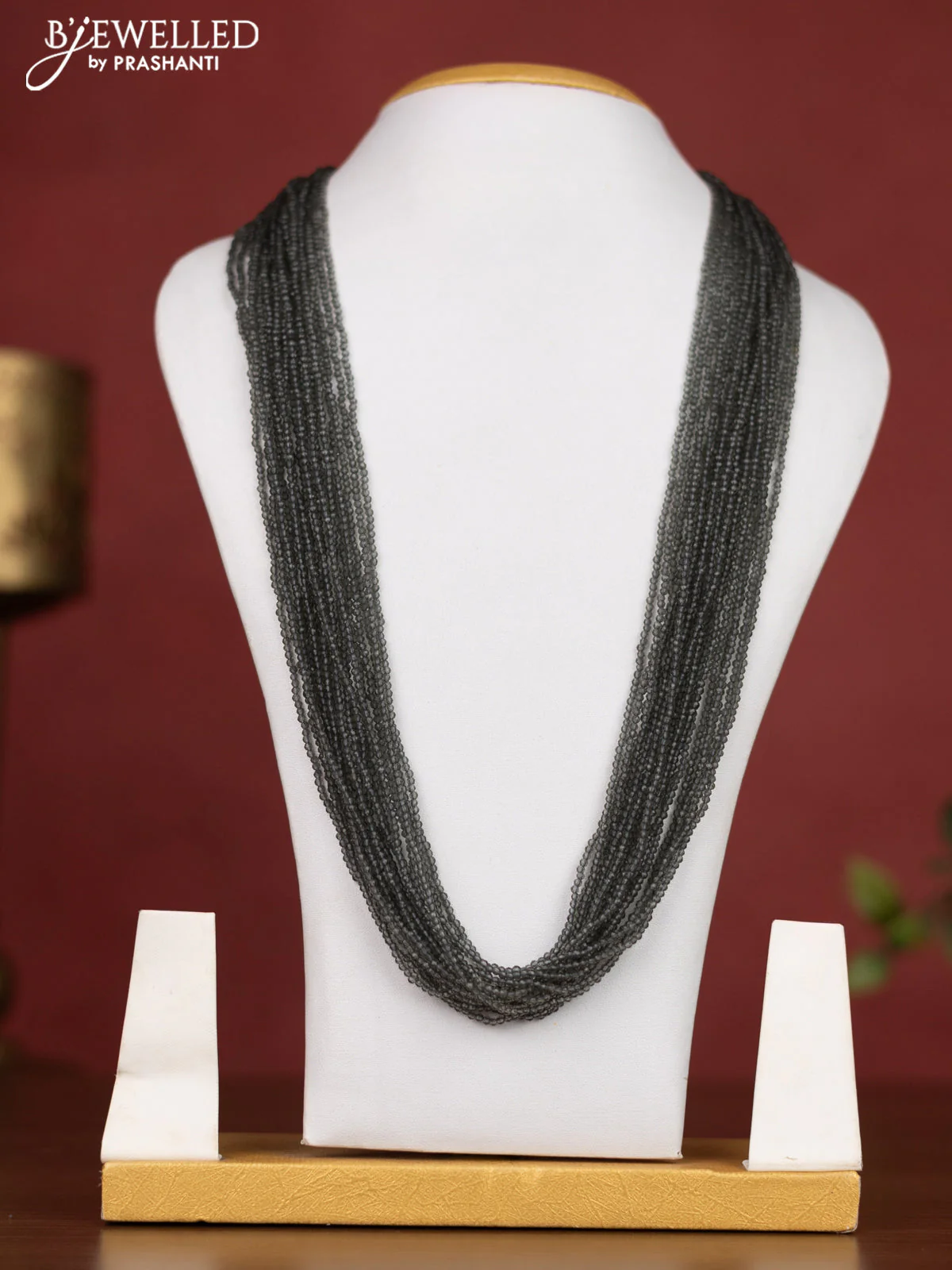 Jaipur crystal beaded grey necklace & without earrings