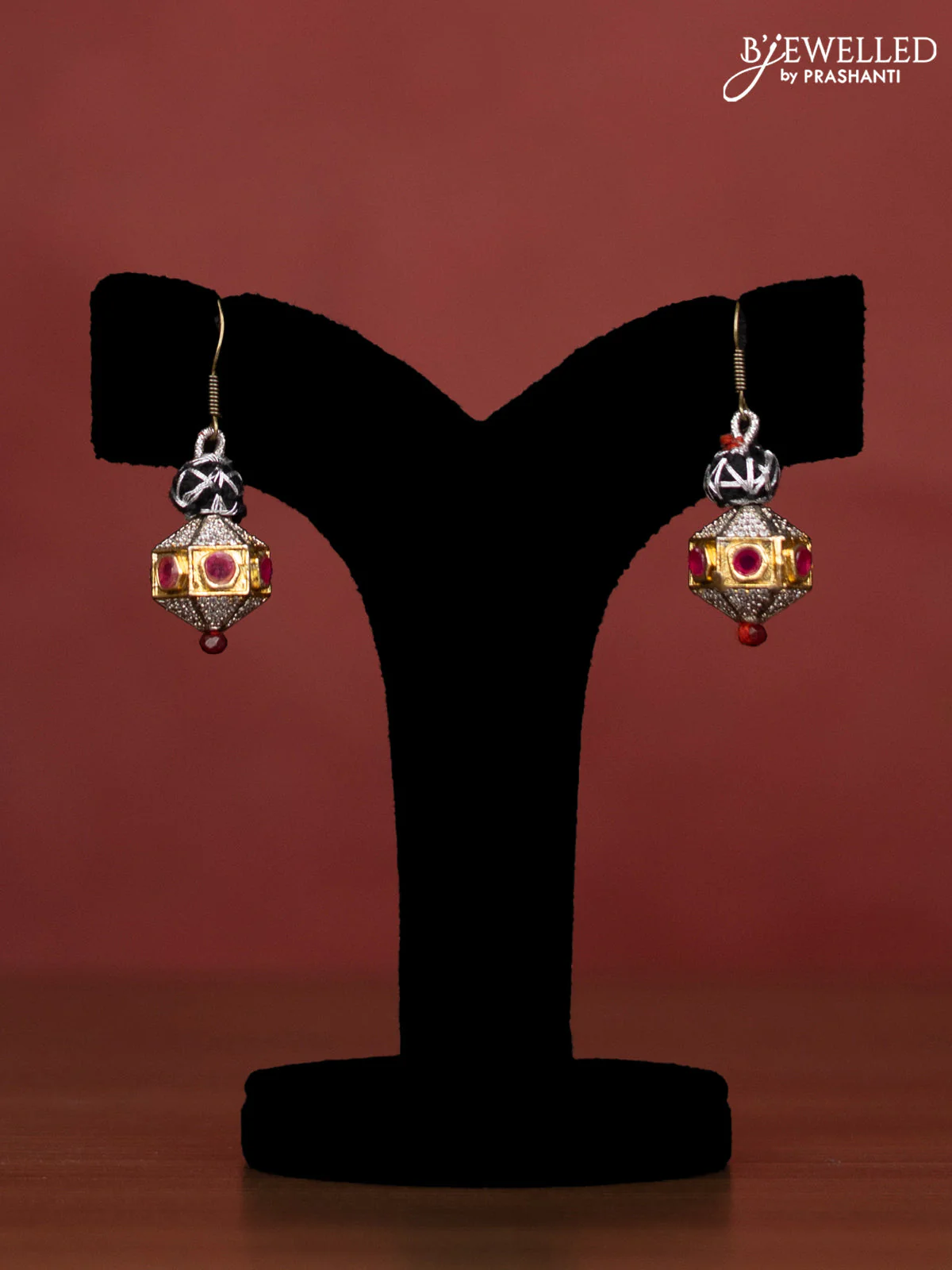 Jaipur crystal kemp and cz stone necklace with earrings - Image 2