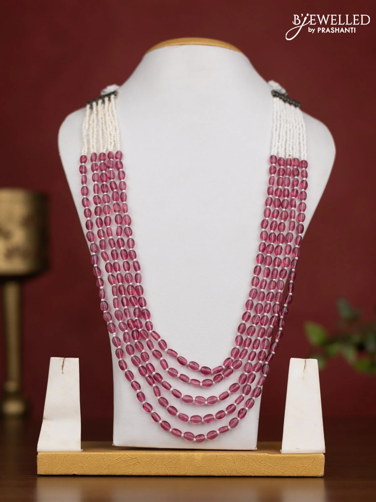 Jaipur crystal white and pink and beaded necklace without earrings