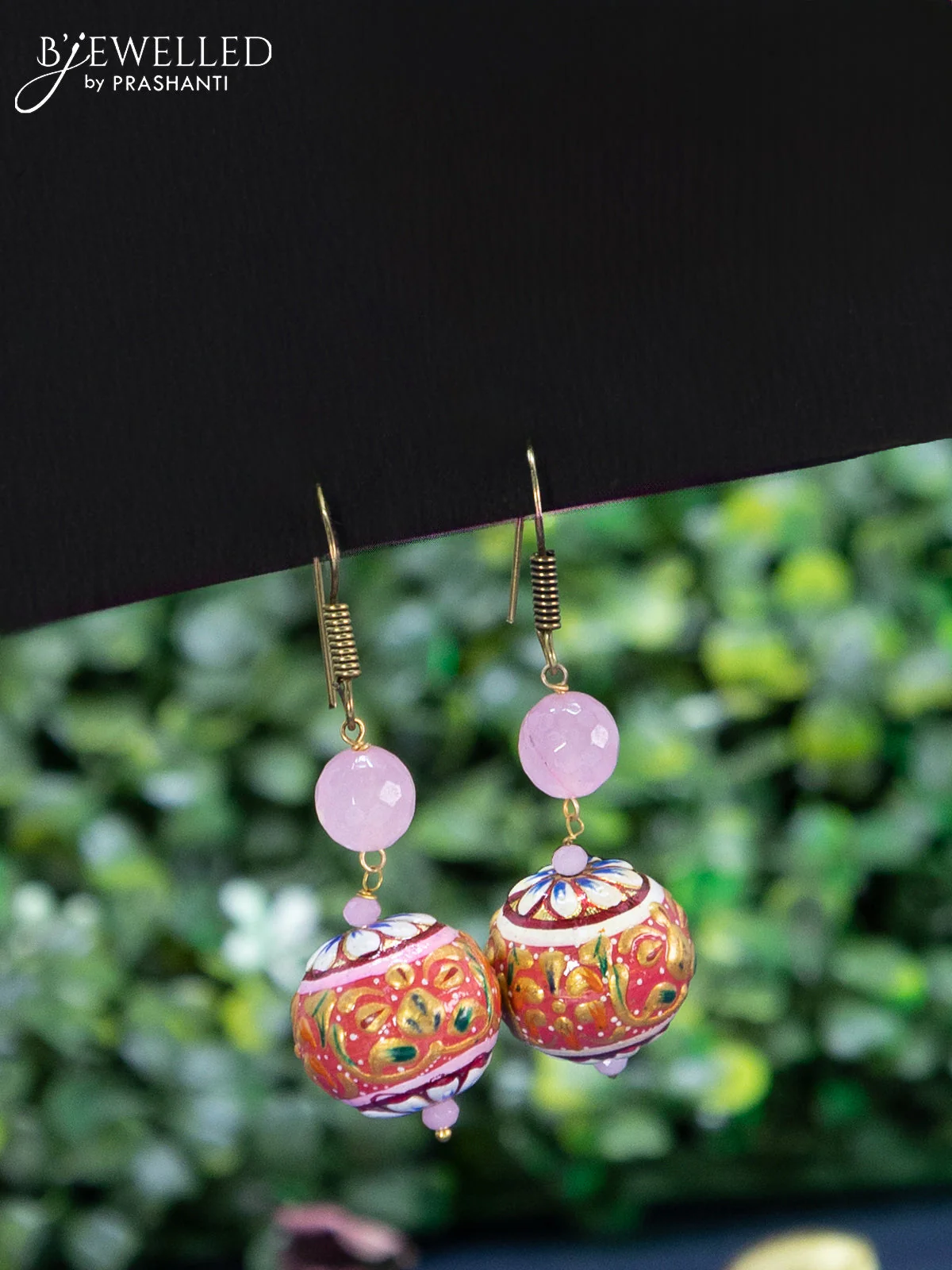 Jaipur grey beaded and pearl necklace with stones pendant and minakari balls - Image 2