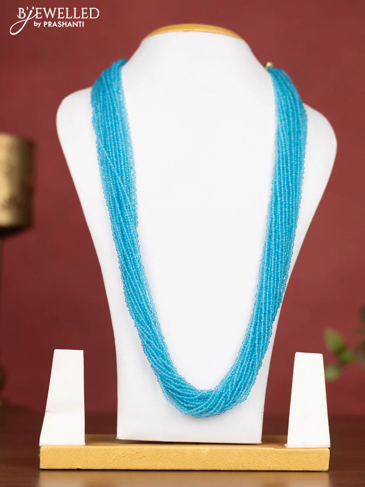 Jaipur multilayer beaded blue necklace & without earrings