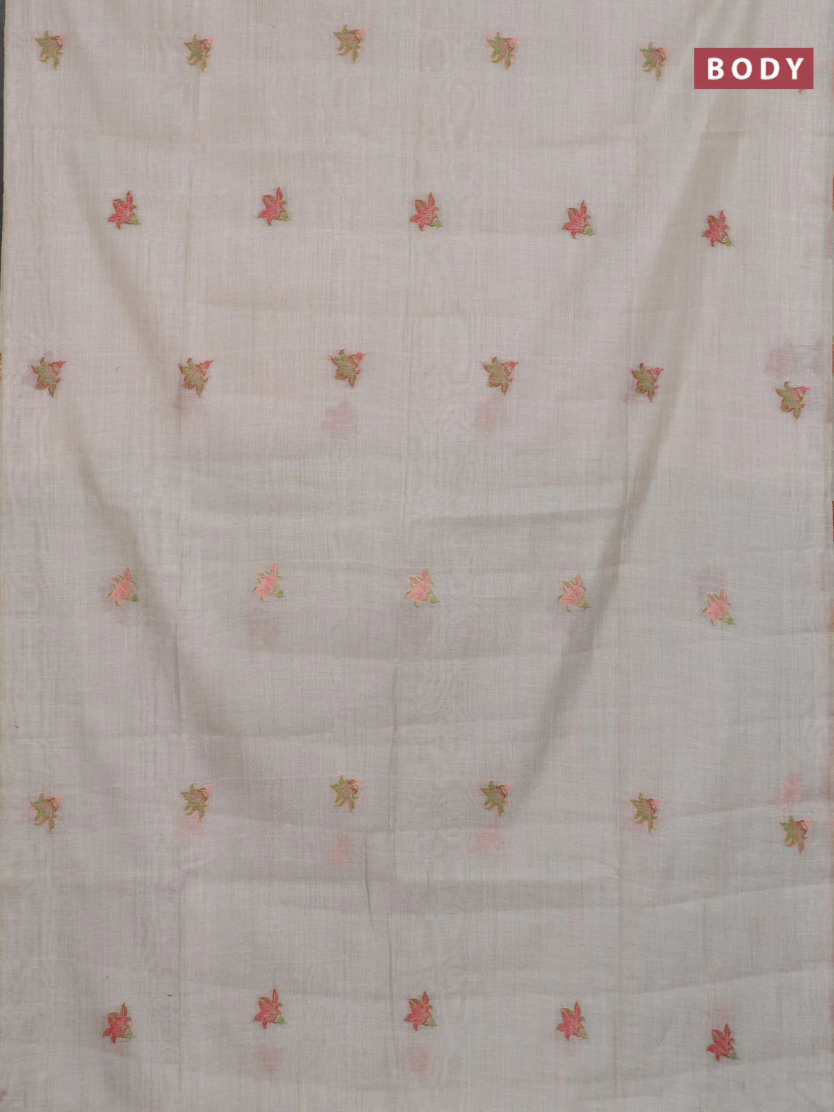 Jamdhani cotton saree beige and light green with allover thread woven buttas and jamdhani pallu - Image 2