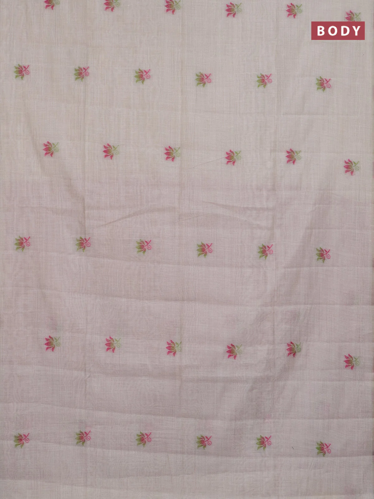 Jamdhani cotton saree beige and maroon with thread woven buttas and jamdhani pallu - Image 2