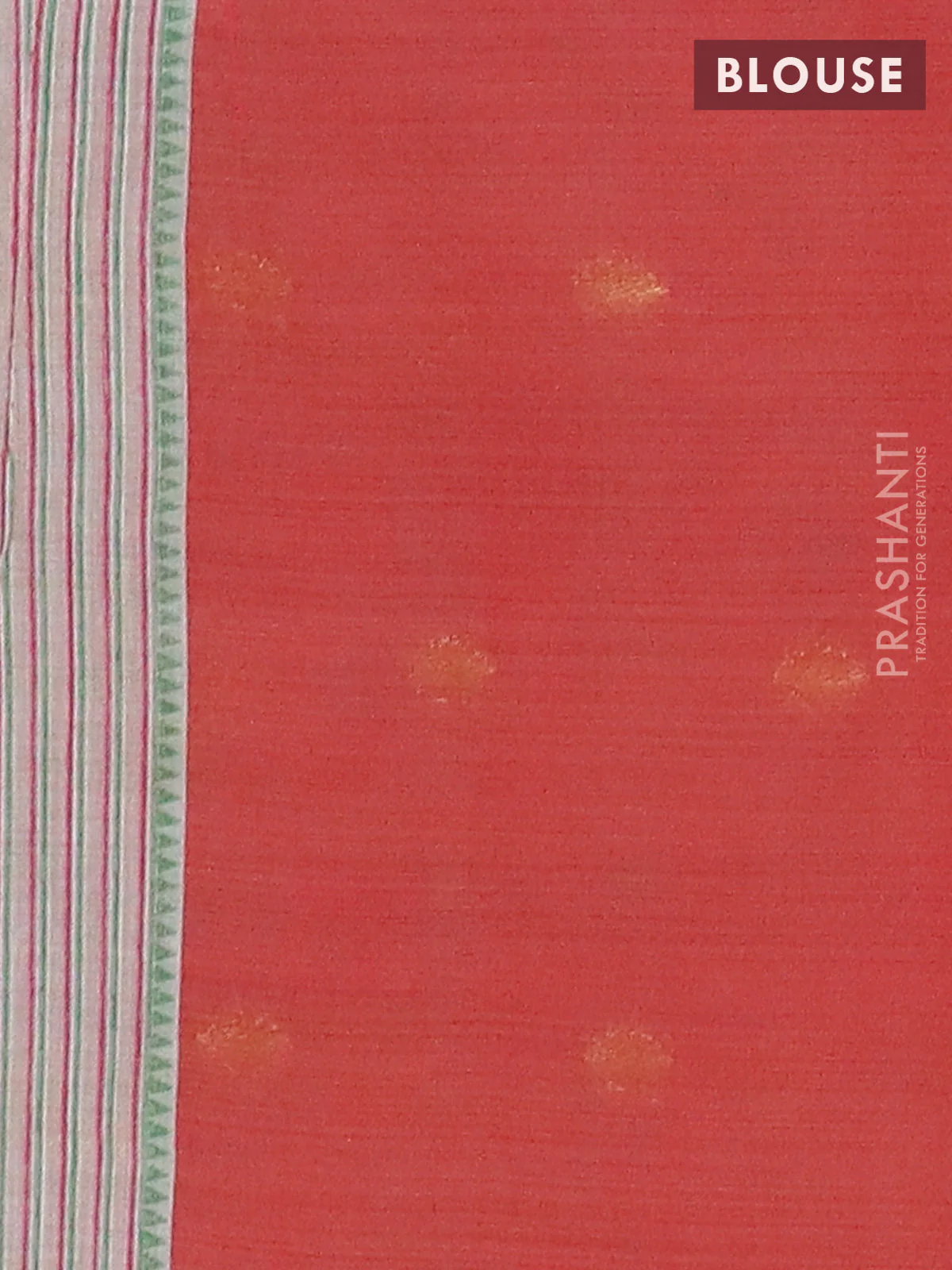 Jamdhani cotton saree beige and red with allover thread woven buttas and jamdhani pallu - Image 4