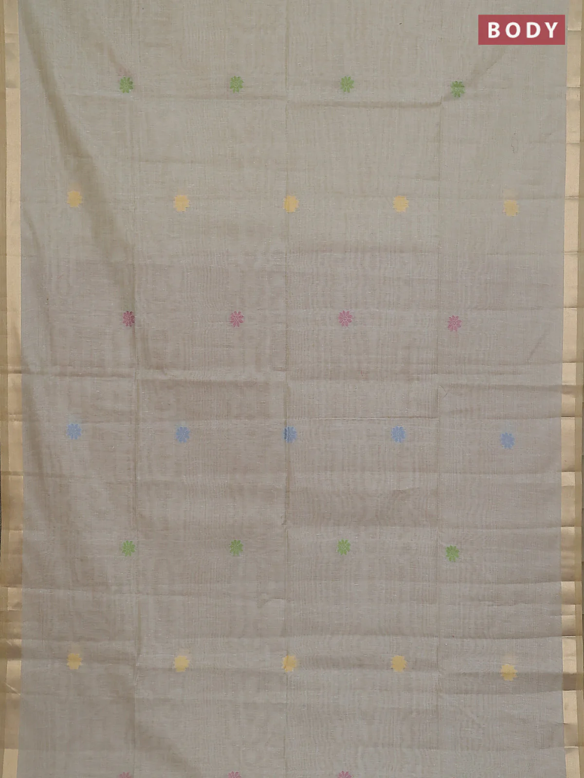 Jamdhani cotton saree beige and wine shade with thread woven buttas and thread weaving pallu - Image 2