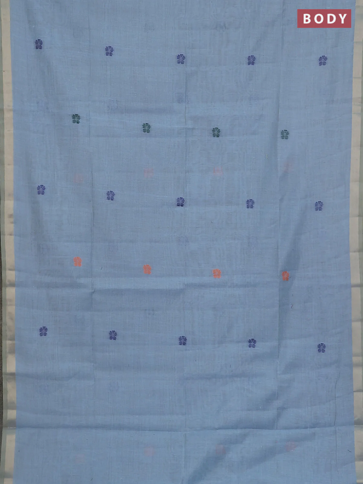 Jamdhani cotton saree blue  and navy blue with thread woven buttas and thread weaving pallu - Image 2