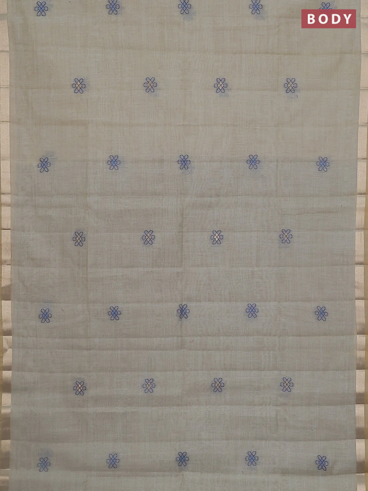 Jamdhani cotton saree blue shade and navy blue with thread & zari woven buttas and thread weaving pallu - Image 2