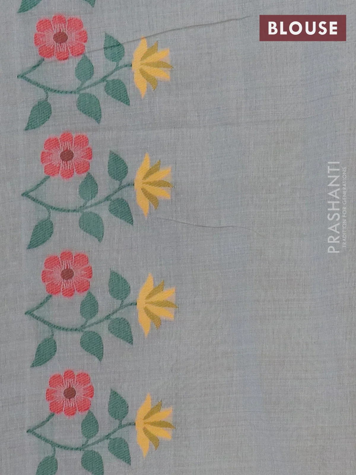Jamdhani cotton saree grey with thread woven buttas and jamdhani pallu - Image 4