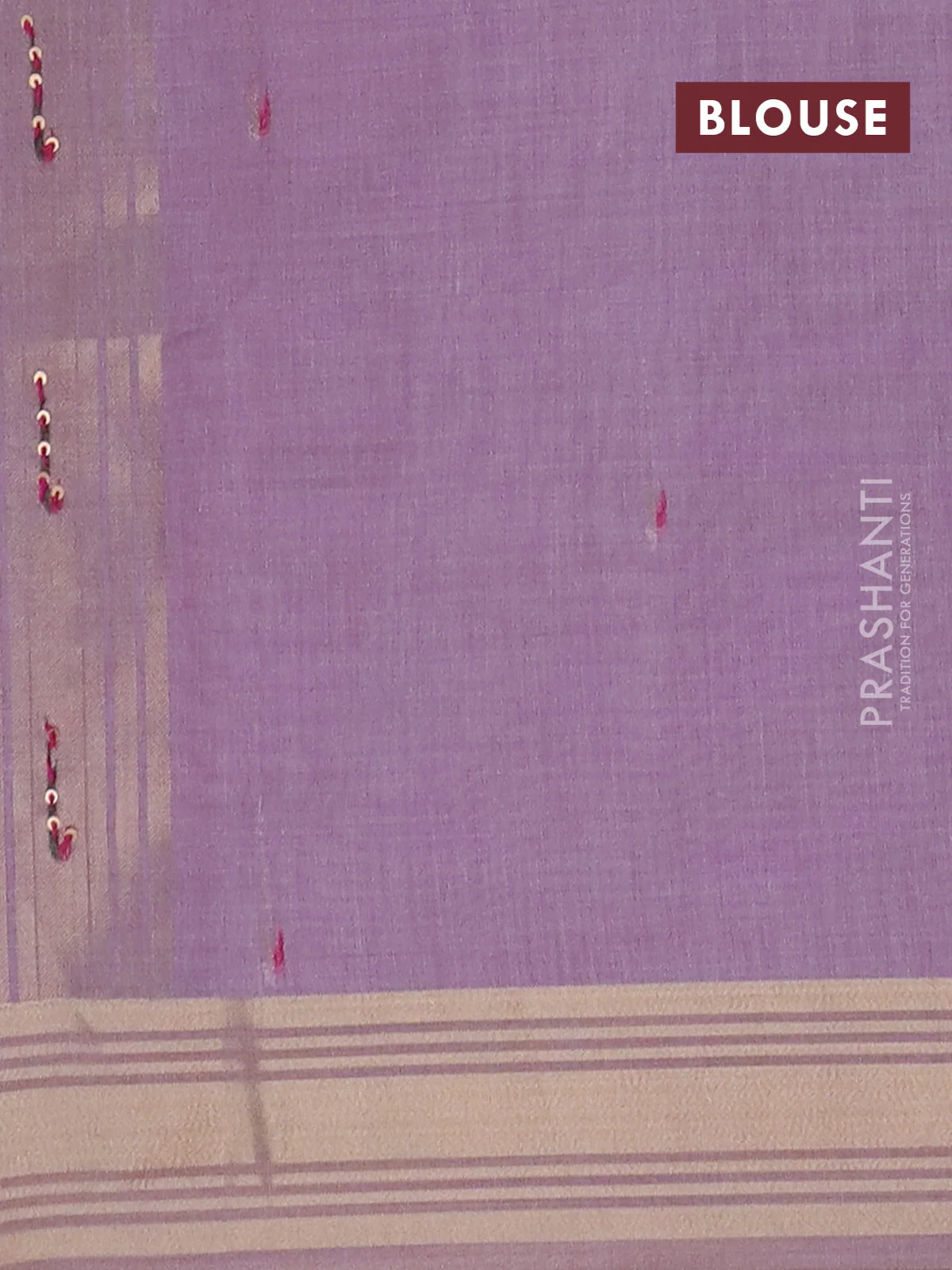 Jamdhani cotton saree lavender with thread woven buttas & embroidery work and embroidery jamdhani pallu - Image 4