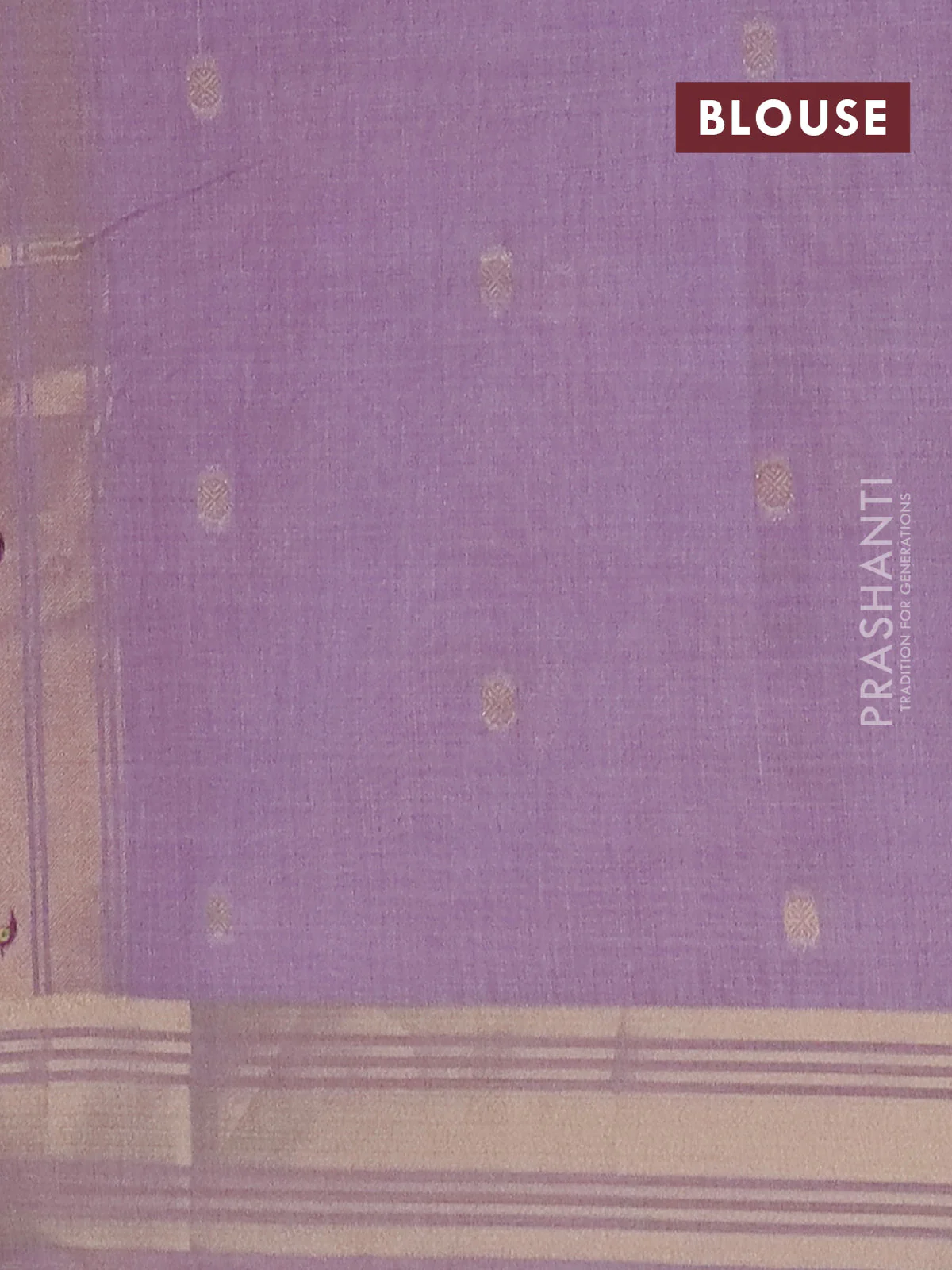 Jamdhani cotton saree lavender with thread woven buttas & embroidery work and embroidery jamdhani pallu - Image 4