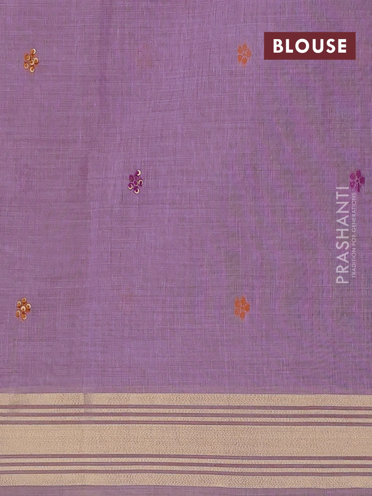 Jamdhani cotton saree lavender with thread woven buttas & embroidery work and embroidery jamdhani pallu - Image 4