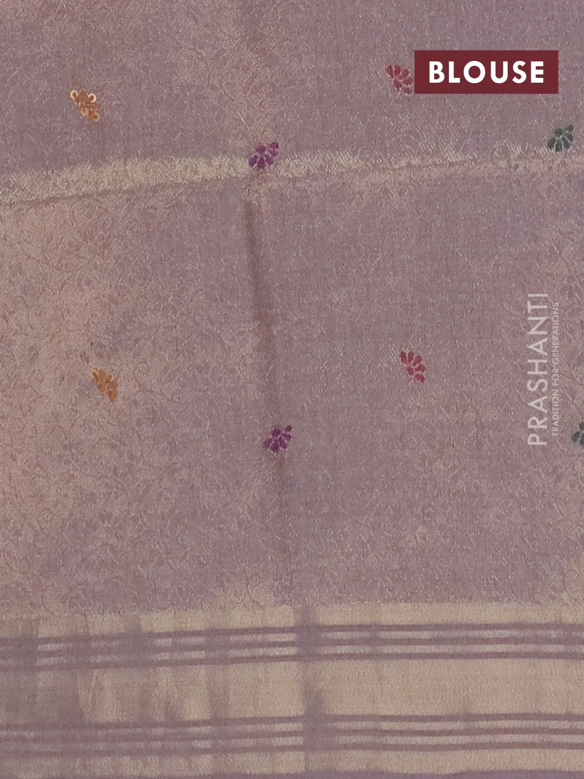 Jamdhani cotton saree lavender with thread woven buttas & embroidery work and embroidery jamdhani pallu - Image 4