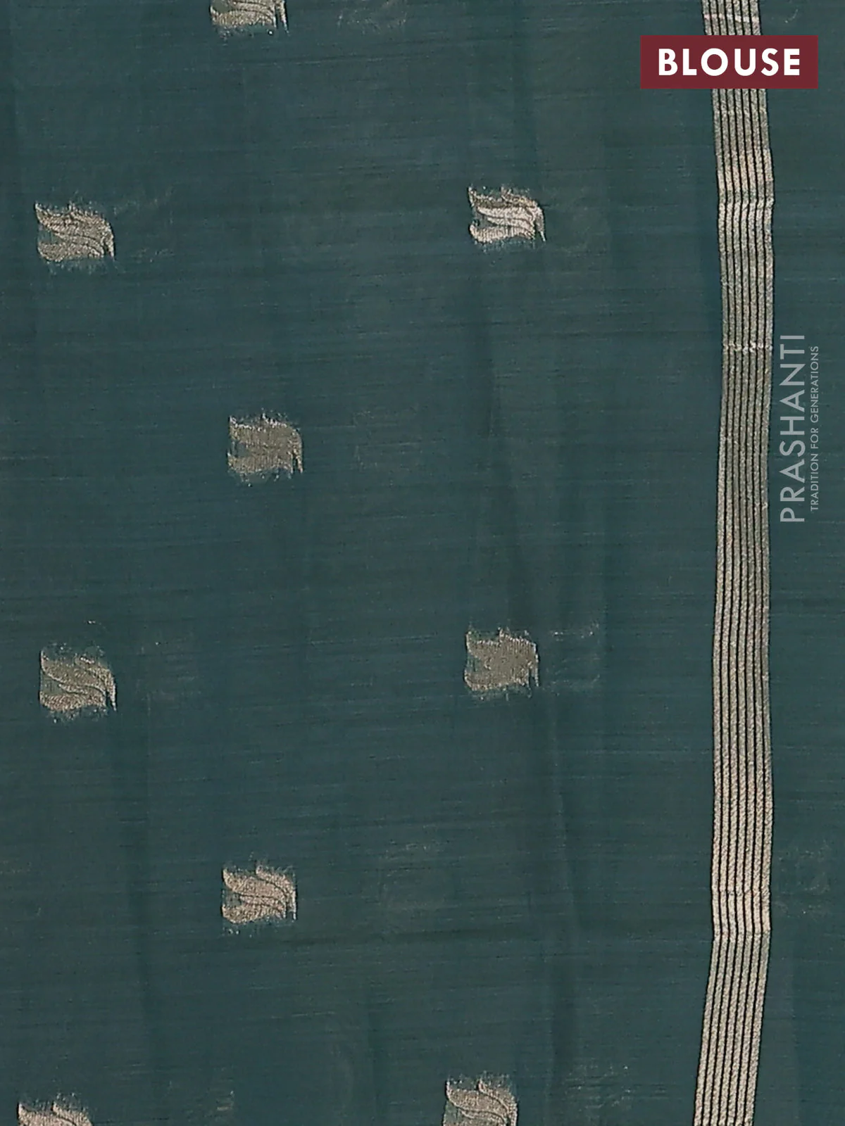 Jamdhani cotton saree light green with thread woven buttas and thread weaving pallu - Image 4