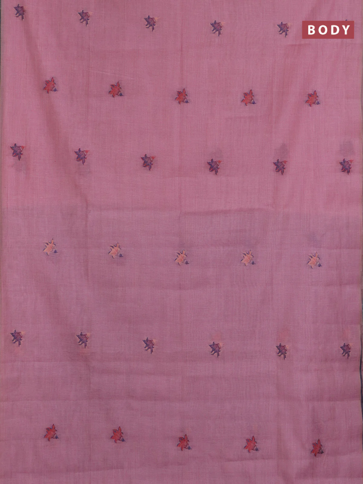 Jamdhani cotton saree mauve pink and navy blue with allover thread woven buttas and jamdhani pallu - Image 2