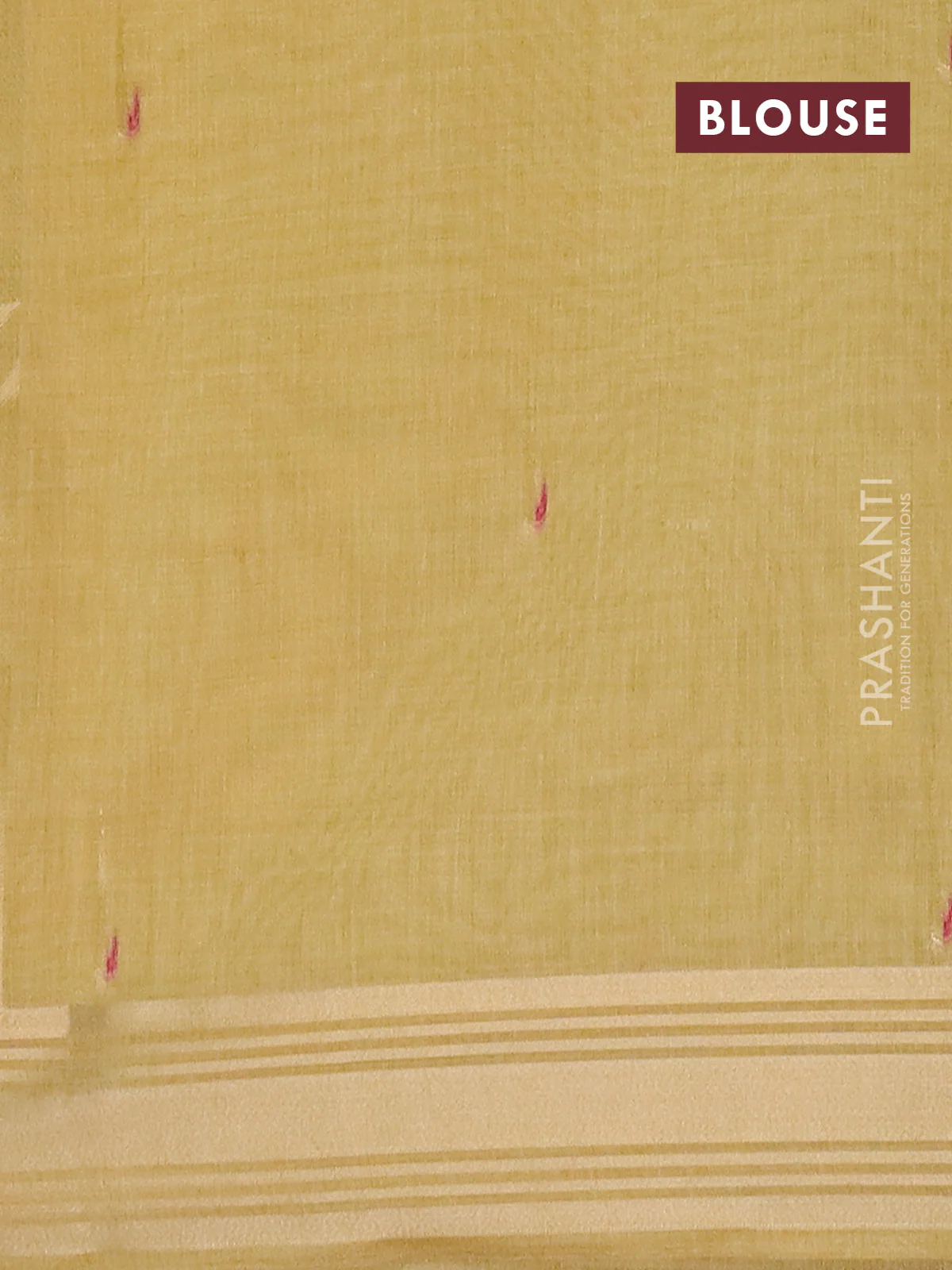 Jamdhani cotton saree pale yellow with thread woven buttas & embroidery work and embroidery jamdhani pallu - Image 4
