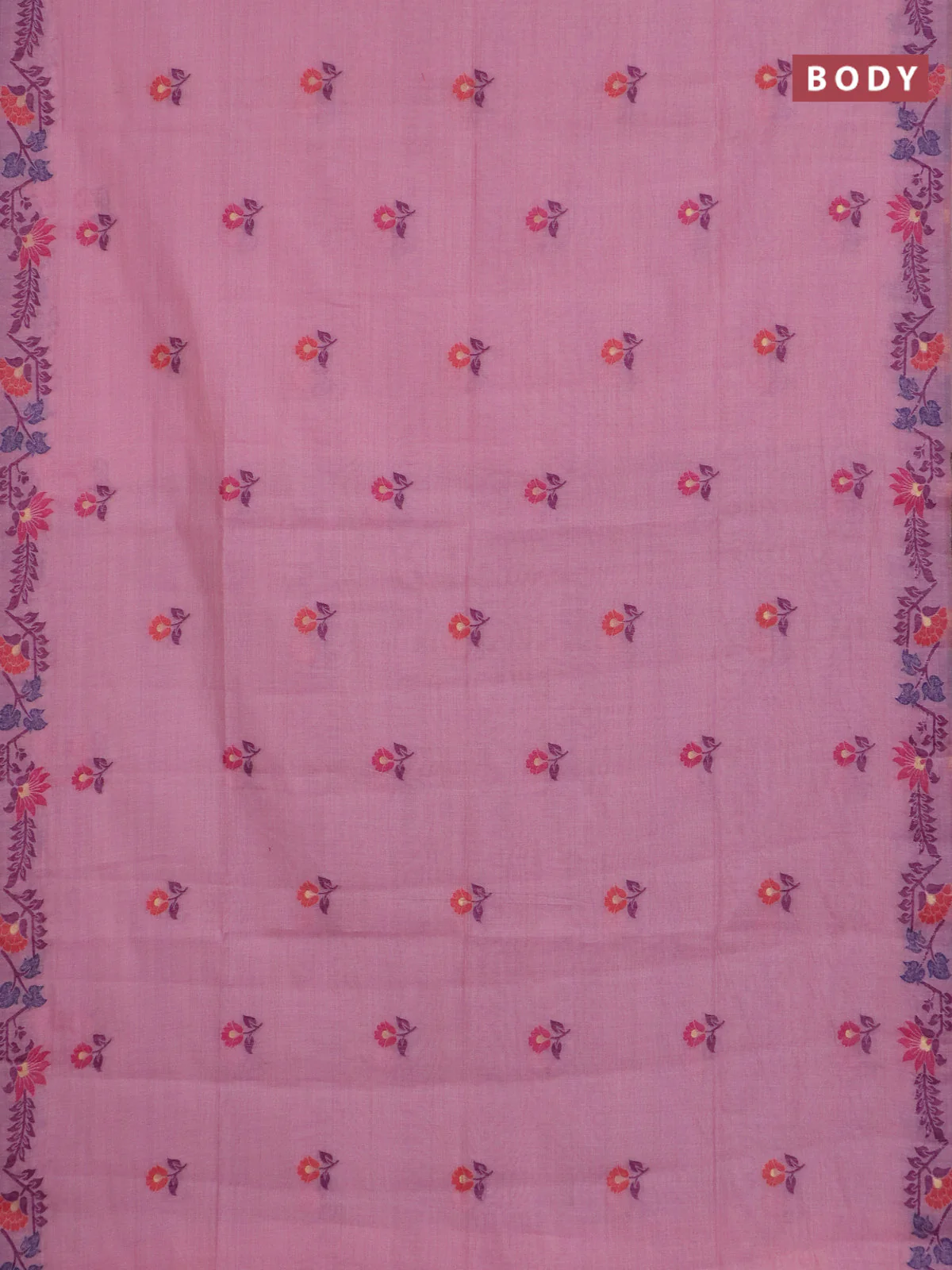 Jamdhani cotton saree pastel pink and purple with allover thread woven buttas and jamdhani pallu - Image 2