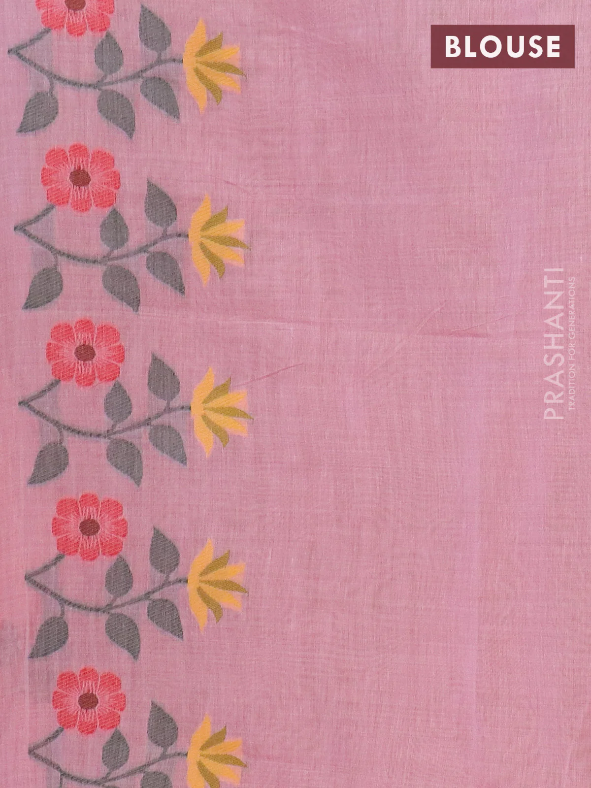 Jamdhani cotton saree peach pink with thread woven buttas and jamdhani pallu - Image 4
