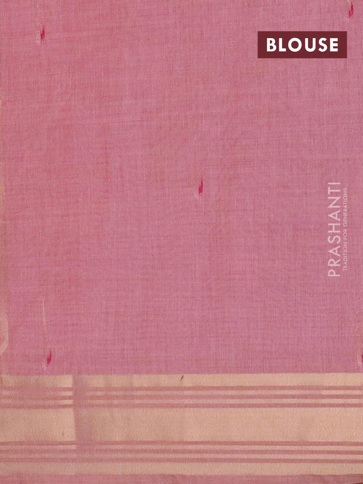 Jamdhani cotton saree peach pink with thread woven buttas & embroidery work and embroidery jamdhani pallu - Image 4