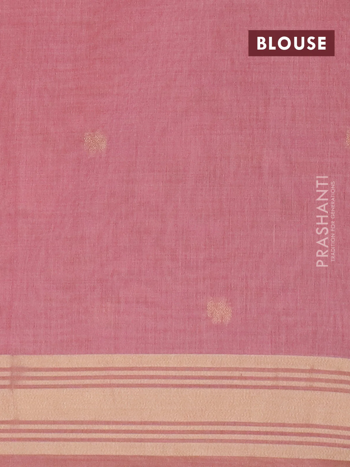 Jamdhani cotton saree peach pink with thread woven buttas & embroidery work and embroidery jamdhani pallu - Image 4