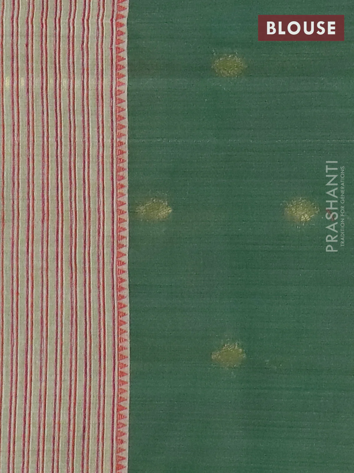 Jamdhani cotton saree pista green and green with allover thread woven buttas and jamdhani pallu - Image 4