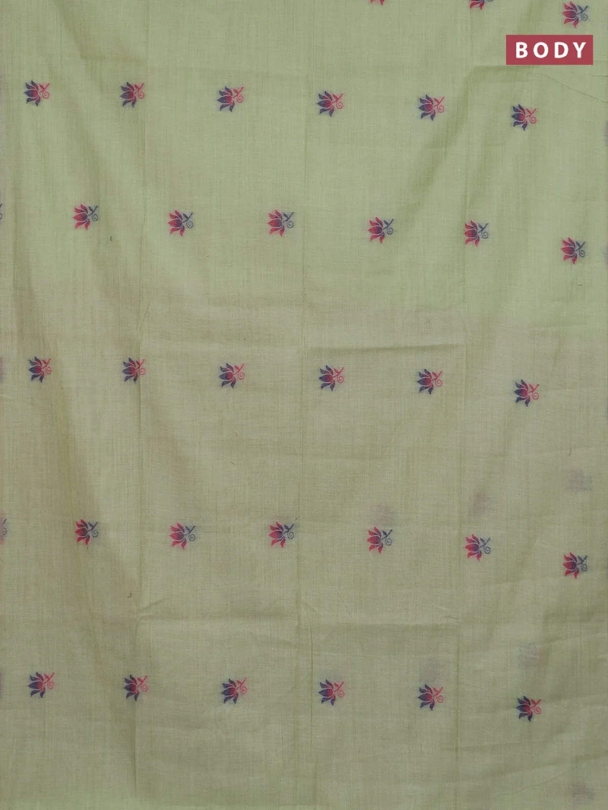 Jamdhani cotton saree pista green and maroon with thread woven buttas and jamdhani pallu - Image 2