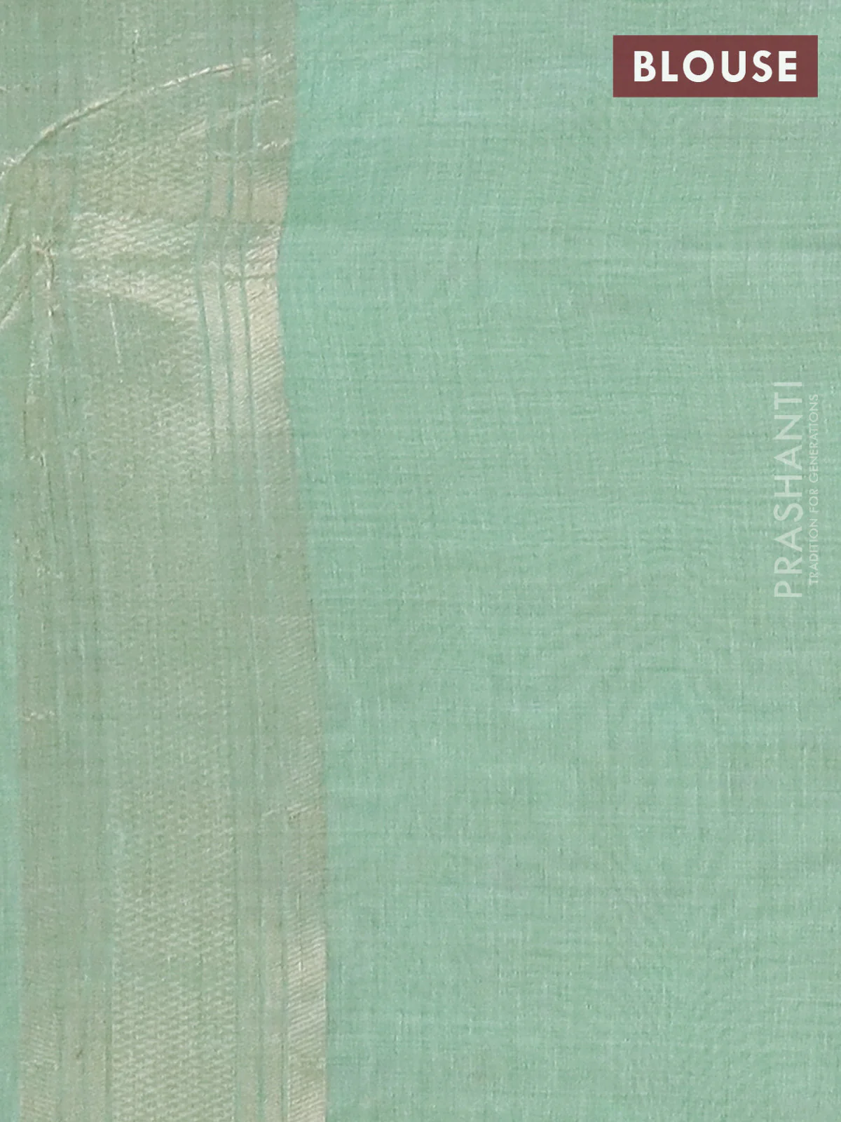 Jamdhani cotton saree pista green and red with thread & zari woven buttas and jamdhani pallu - Image 4