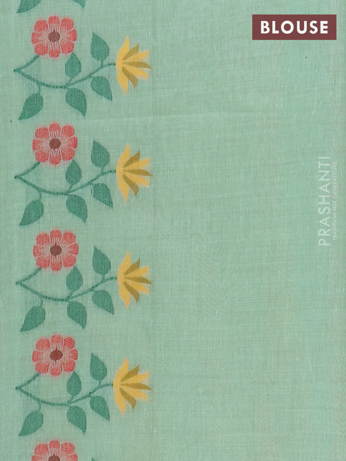 Jamdhani cotton saree pista green with thread woven buttas and jamdhani pallu - Image 4