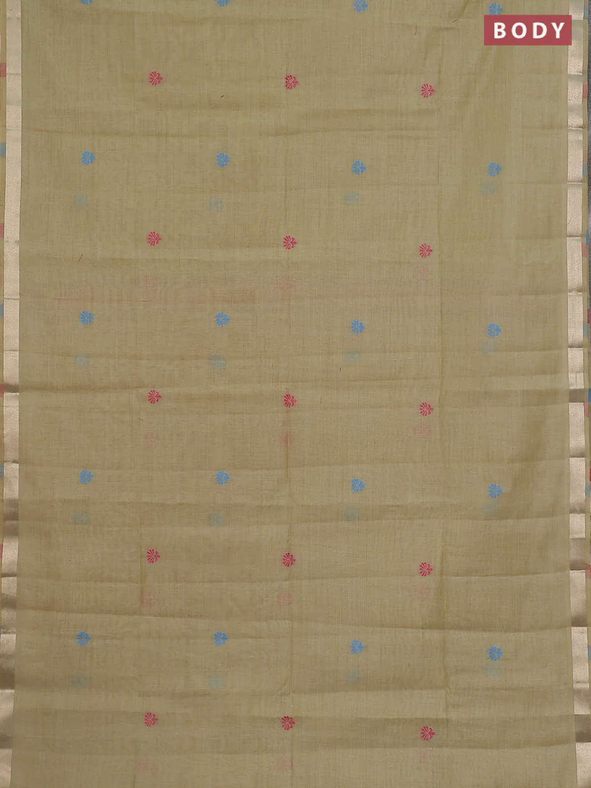 Jamdhani cotton saree pista green with thread woven buttas and thread weaving pallu - Image 2