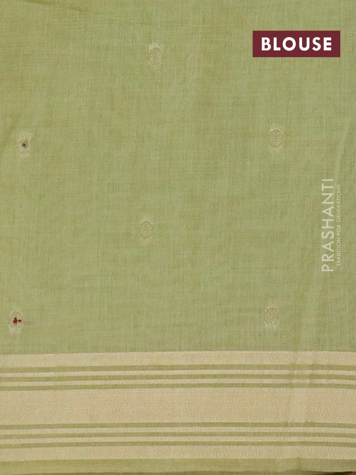 Jamdhani cotton saree pista green with thread woven buttas & embroidery work and embroidery jamdhani pallu - Image 4