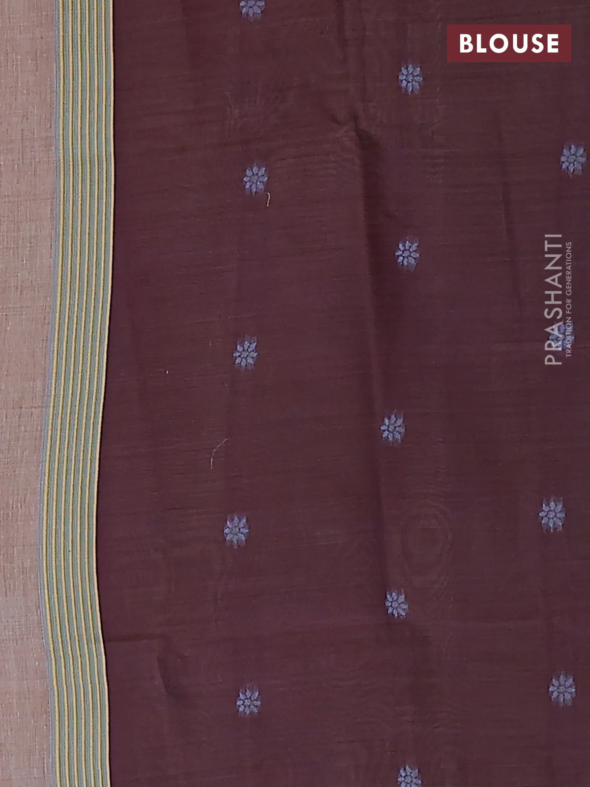 Jamdhani cotton saree sandal and maroon with thread woven buttas and thread weaving pallu - Image 4