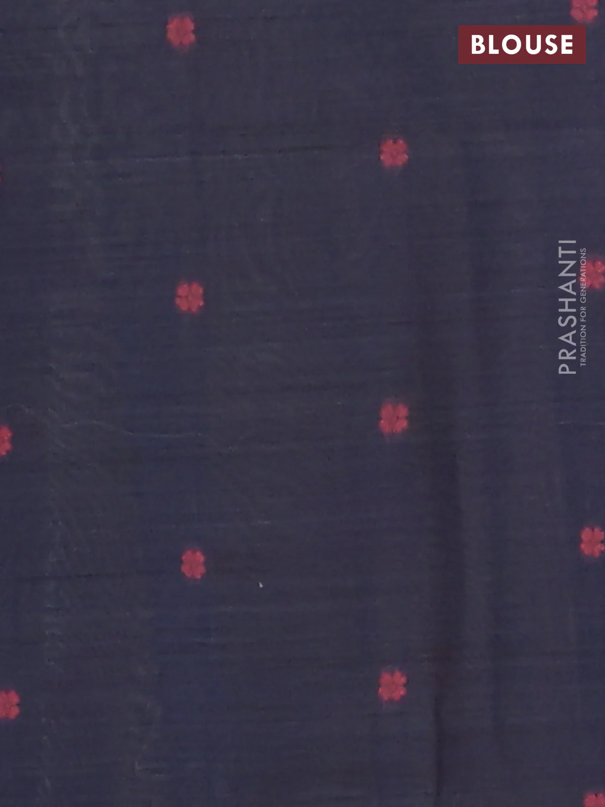 Jamdhani cotton saree sandal and navy blue with thread woven buttas and thread weaving pallu - Image 4