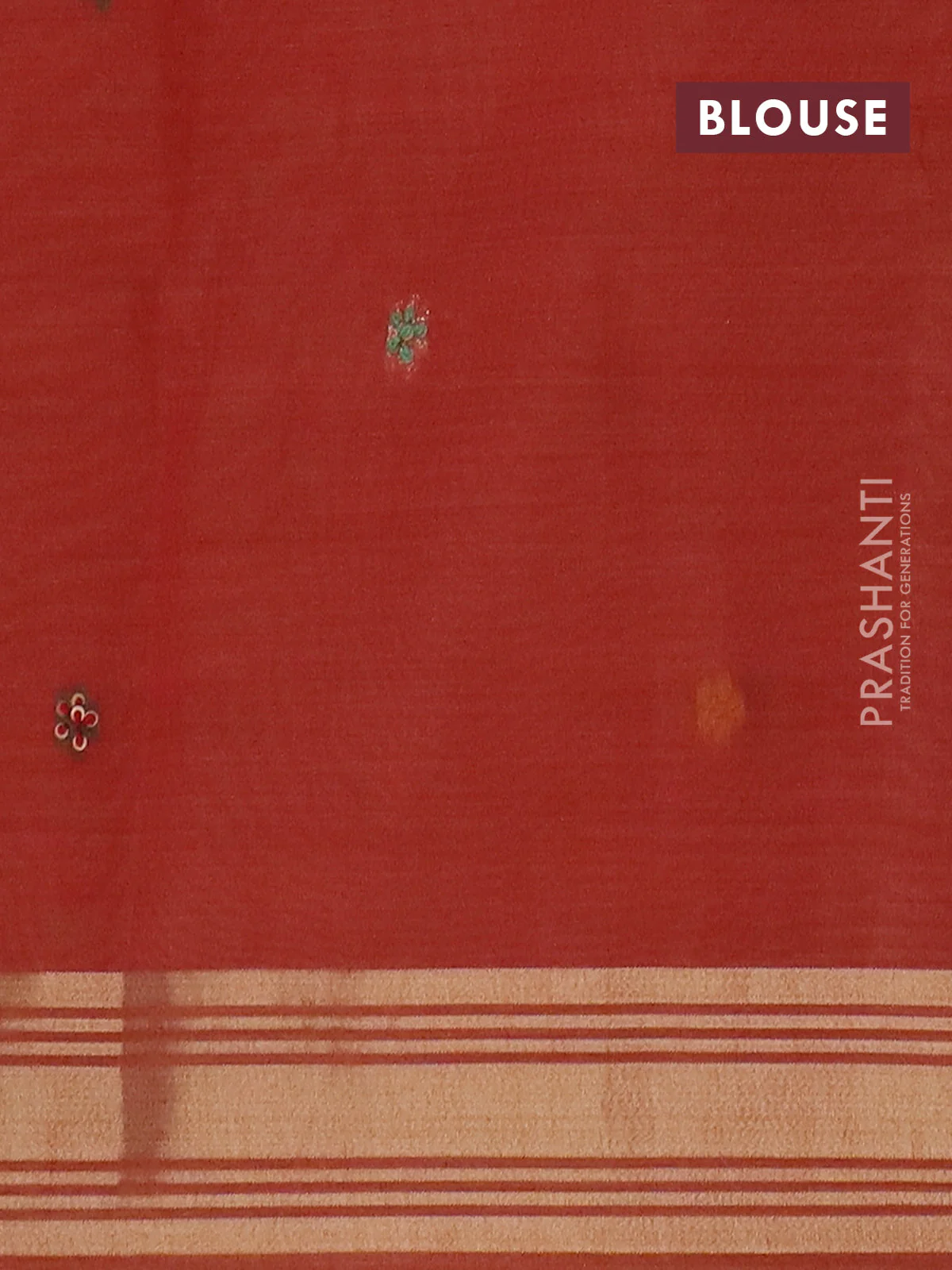 Jamdhani cotton saree sandal and orange with thread woven buttas & embroidery work and embroidery jamdhani pallu - Image 4