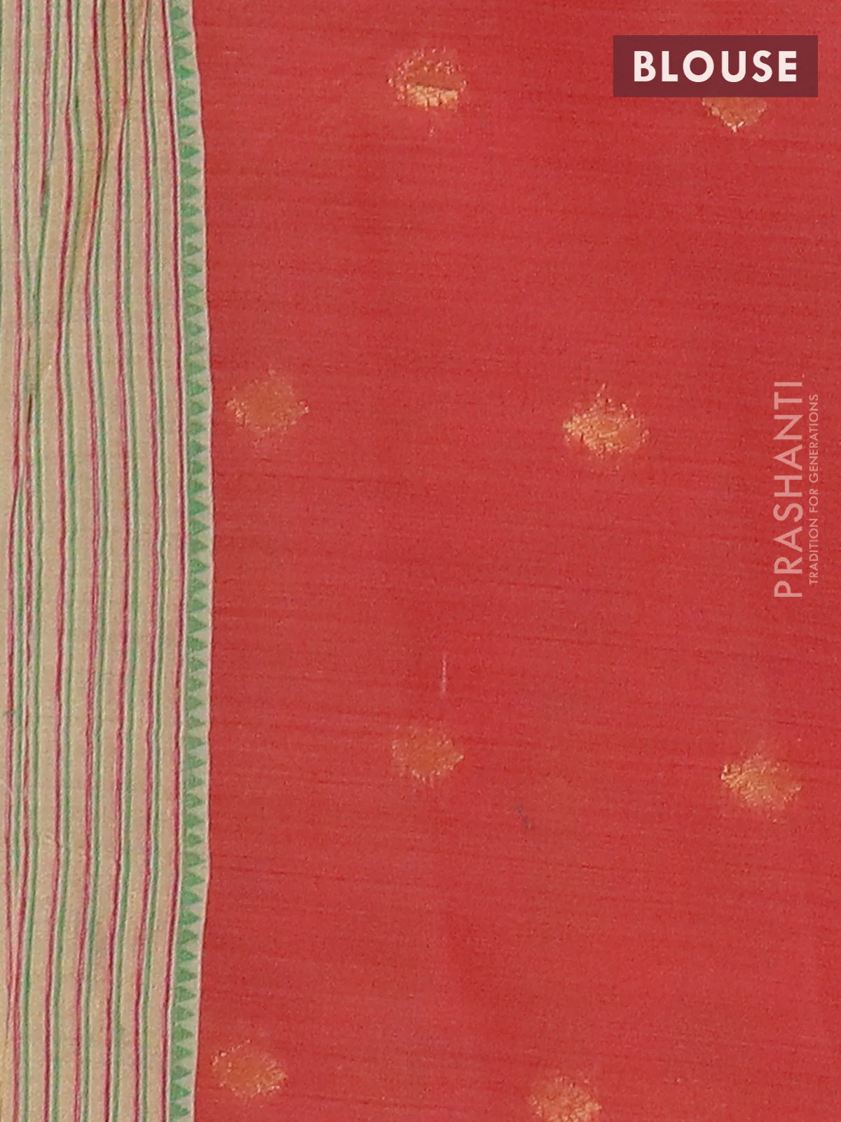 Jamdhani cotton saree sandal and red with allover thread woven buttas and jamdhani pallu - Image 4