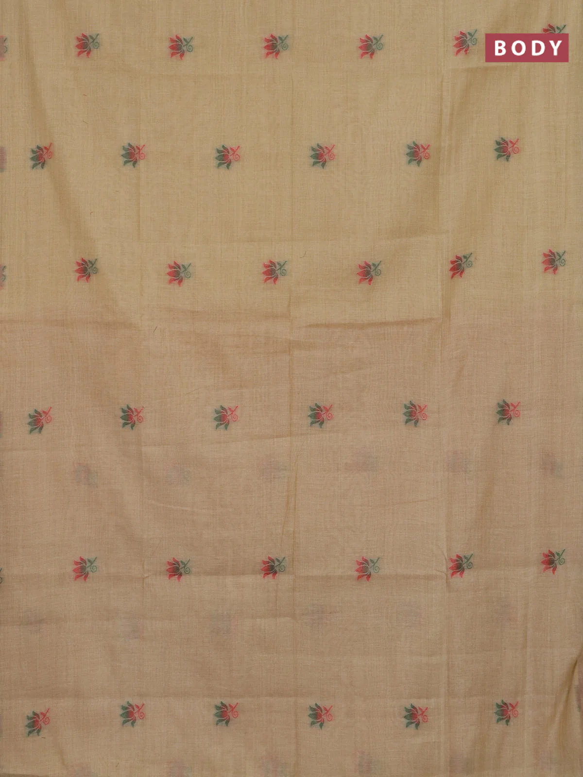 Jamdhani cotton saree sandal and red with thread woven buttas and jamdhani pallu - Image 2